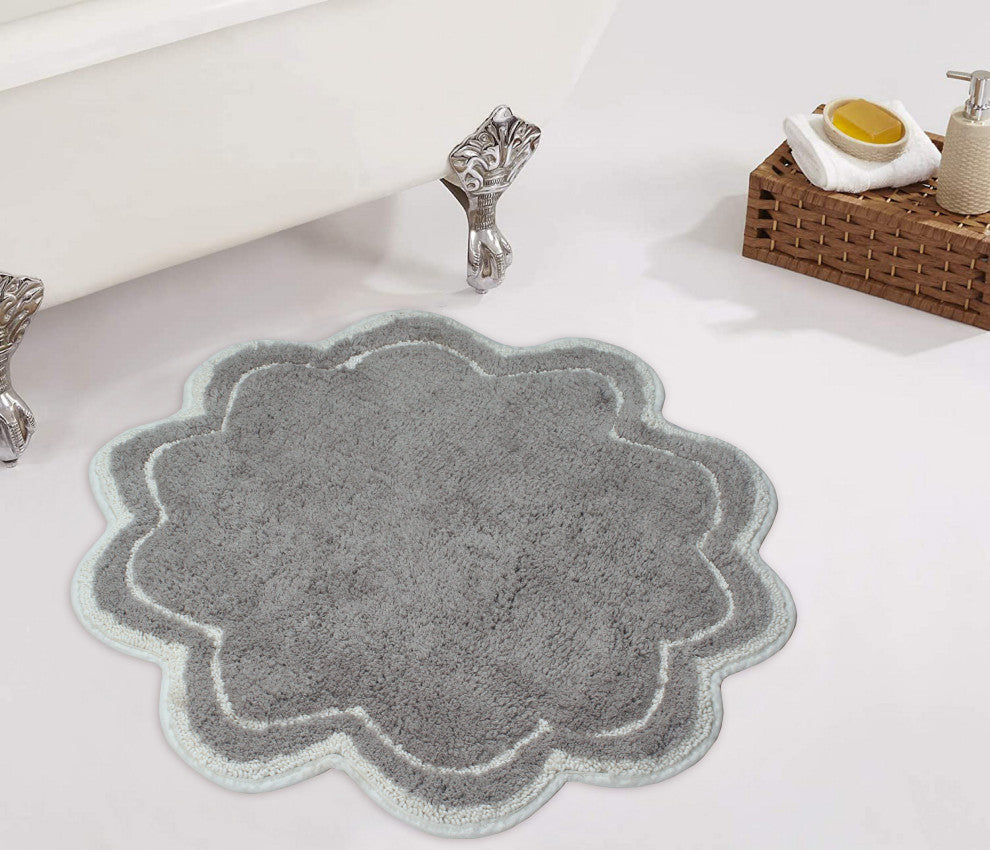 Allure Collection Absorbent Cotton Machine Washable Rug 30" Round, Gray