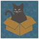 "Cat in a Box - Blue" Digital Paper Print by BG.Studio, 38"x38"