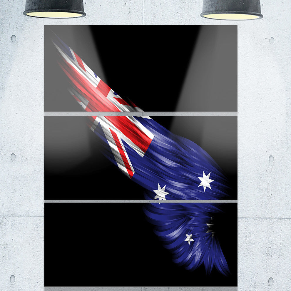 "Wing With Australian Flag" Digital Metal Wall Art, 3 Panels, 28"x36"