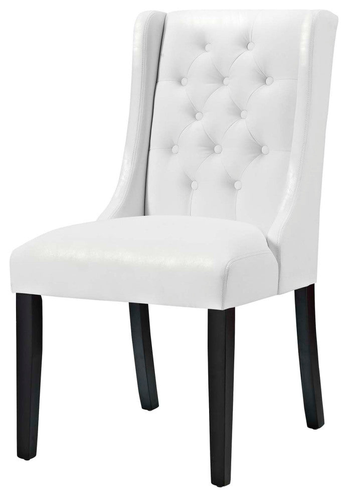 Side Dining Chair, Faux Leather, White, Modern, Bistro Restaurant Hospitality