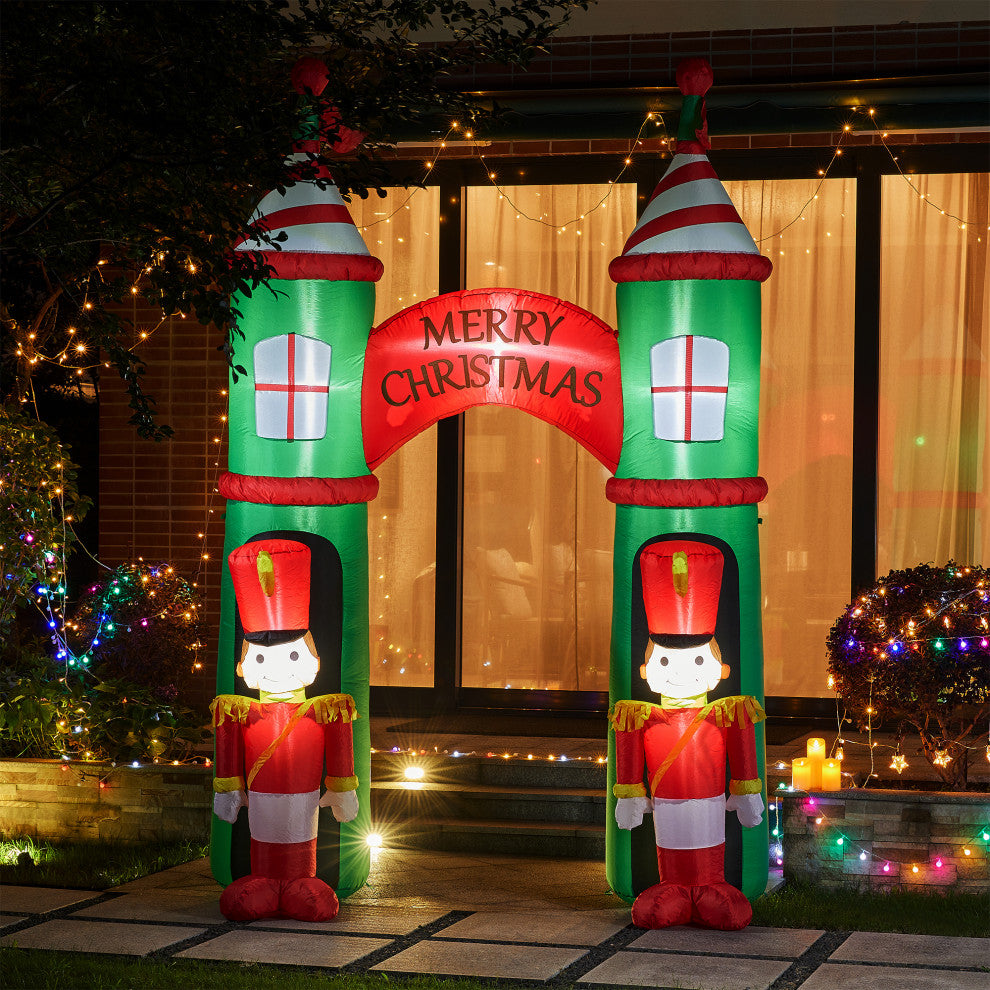 10FT Lighted Inflatable Arch Gate With Soldiers Decor