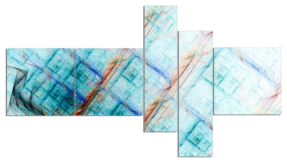 Light Blue Metal Grill, Abstract Art on Canvas, 60"x32", 5 panels