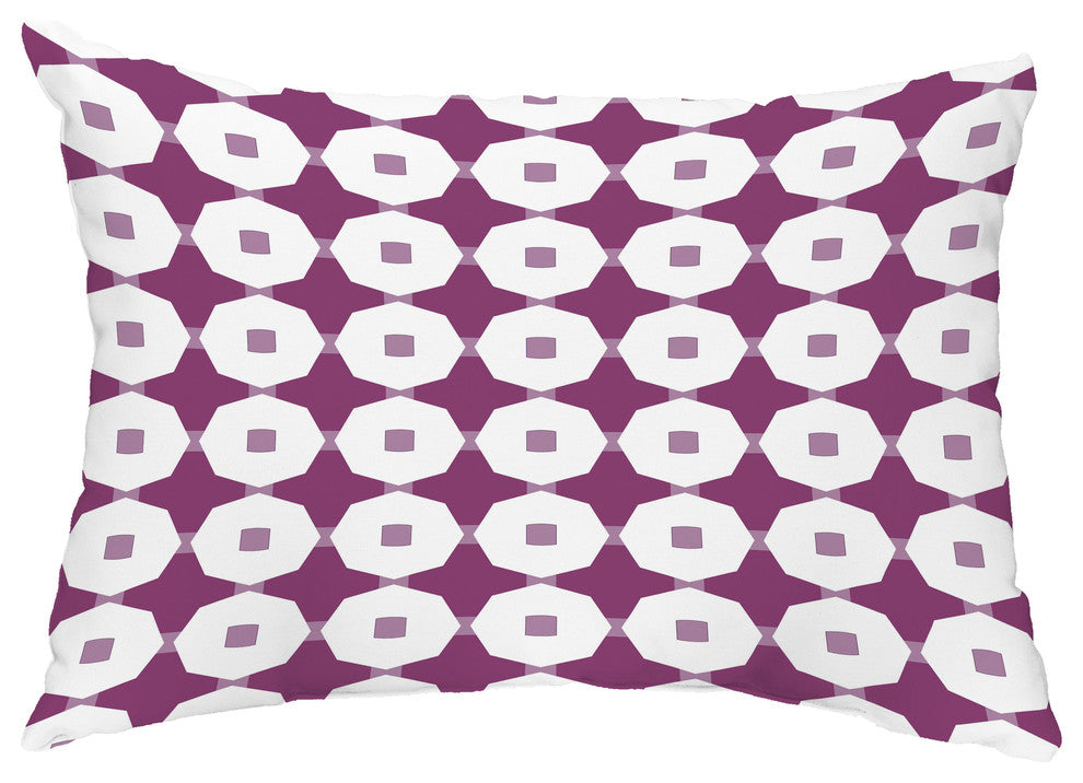 Button Up 14"x20" Abstract Decorative Outdoor Pillow, Purple