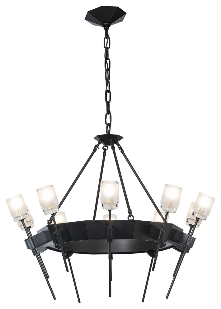 Echo 10-Light Circular Chandelier - Black - Cast Glass