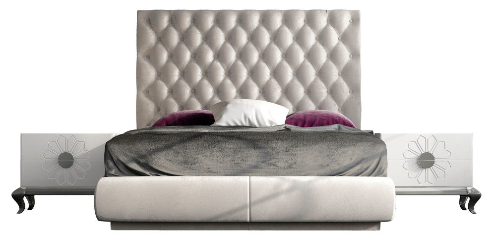 London 56 Bedroom Set, High Gloss, King, Bedset 56 With Matching Nightstands