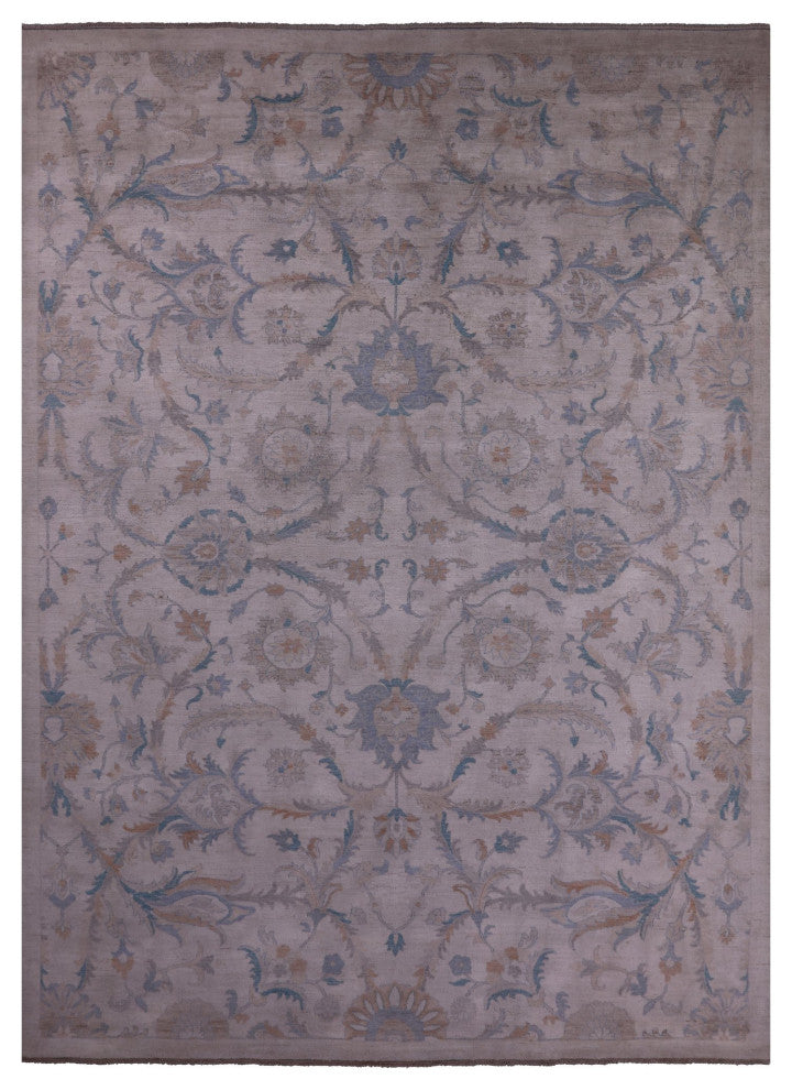 Peshawar White Wash Hand-Knotted Wool Rug 9' 11" X 13' 11" Q9540