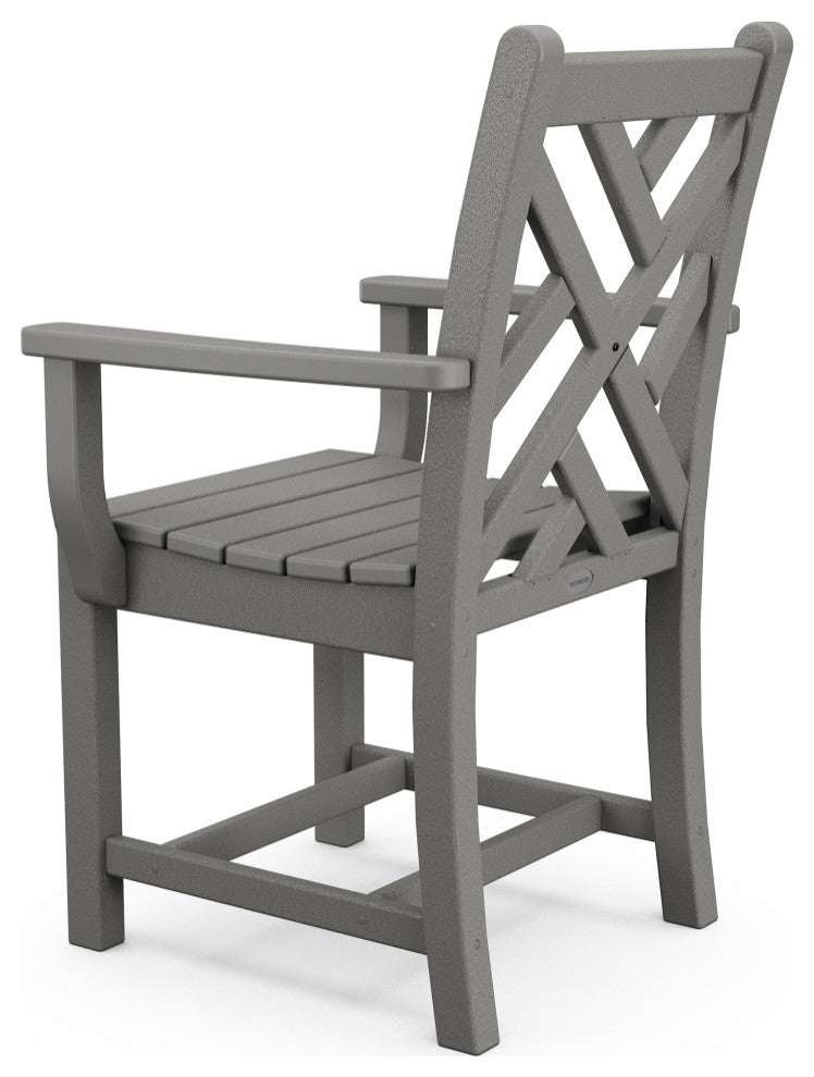 Polywood Chippendale Dining Arm Chair, Slate Gray