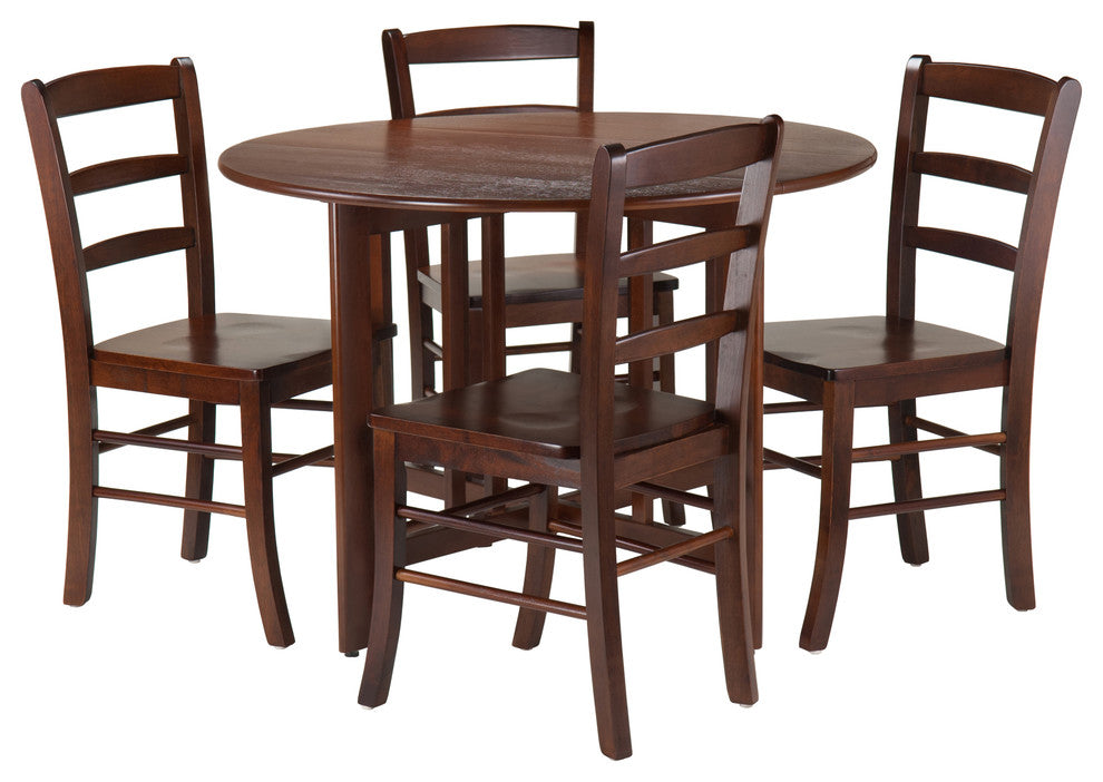 Alamo 5-Piece Round Drop Leaf Table With 4 Ladder Back