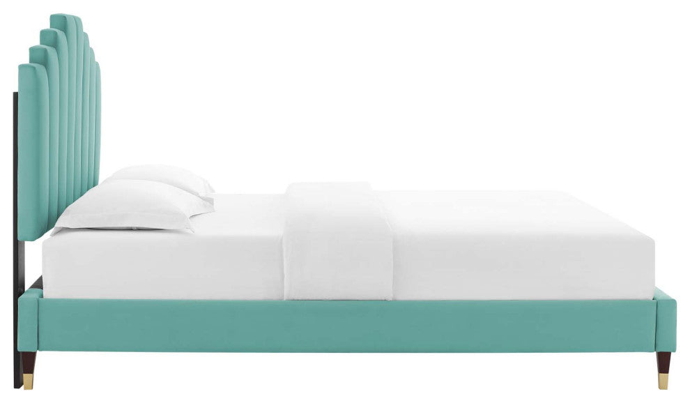 Elise Full Performance Velvet Platform Bed MOD-6874-MIN