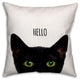 Curious Hello Black Cat 20x20 Spun Poly Pillow