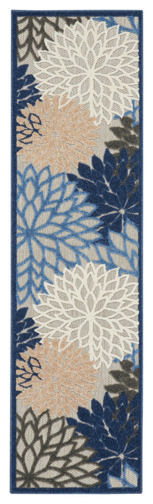 Nourison Aloha 2'3" x 8' Blue Multicolor Tropical Rug