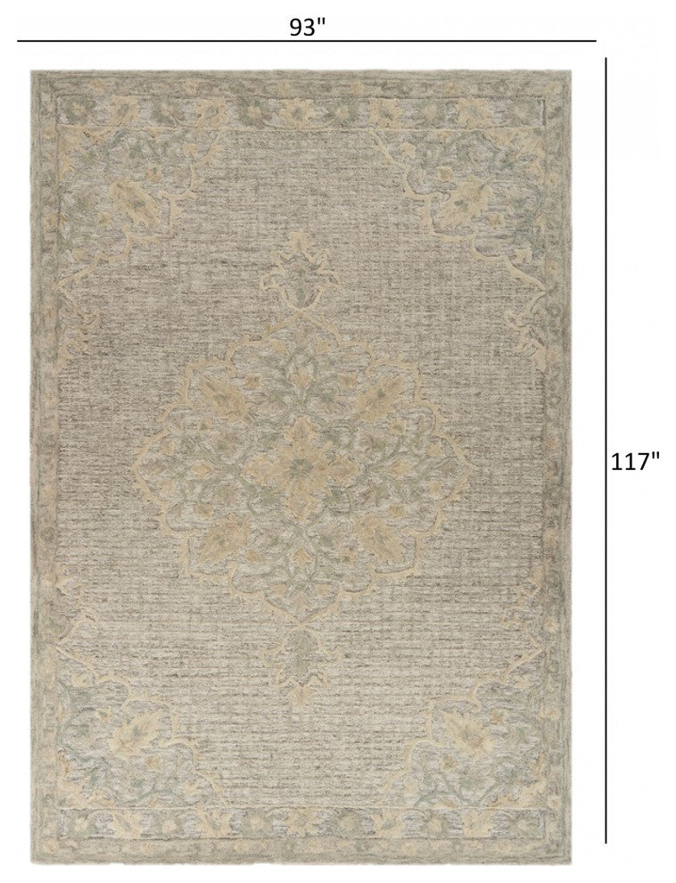 8" x 10" Beige Distressed Floral Area Rug