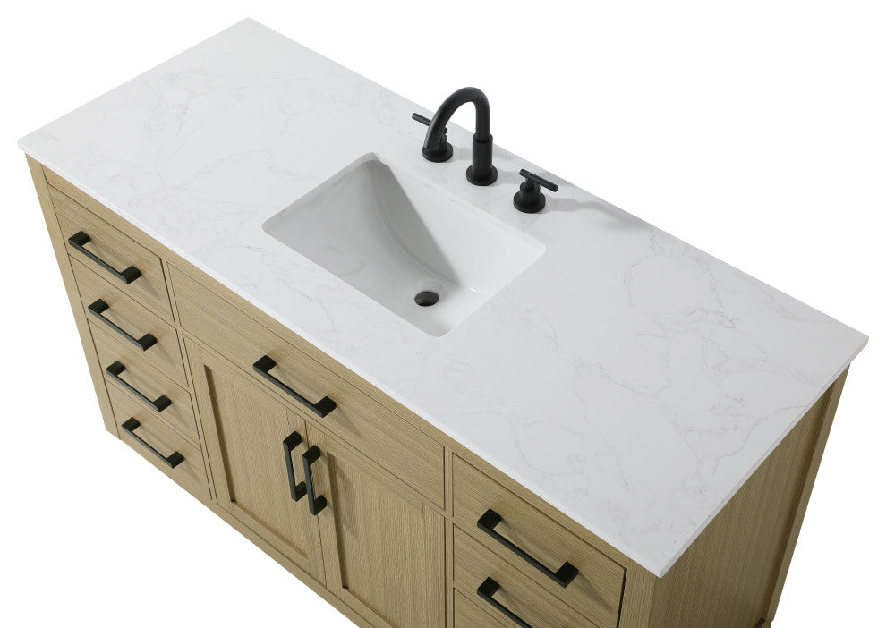 Home Living 54" Single Bathroom Vanity, Honey Brown