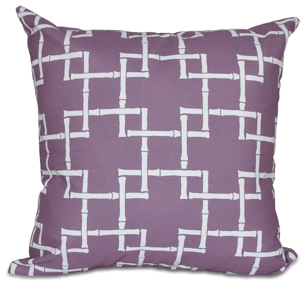 Bamboo 1, Geometric Print Pillow, Purple, 16"x16"
