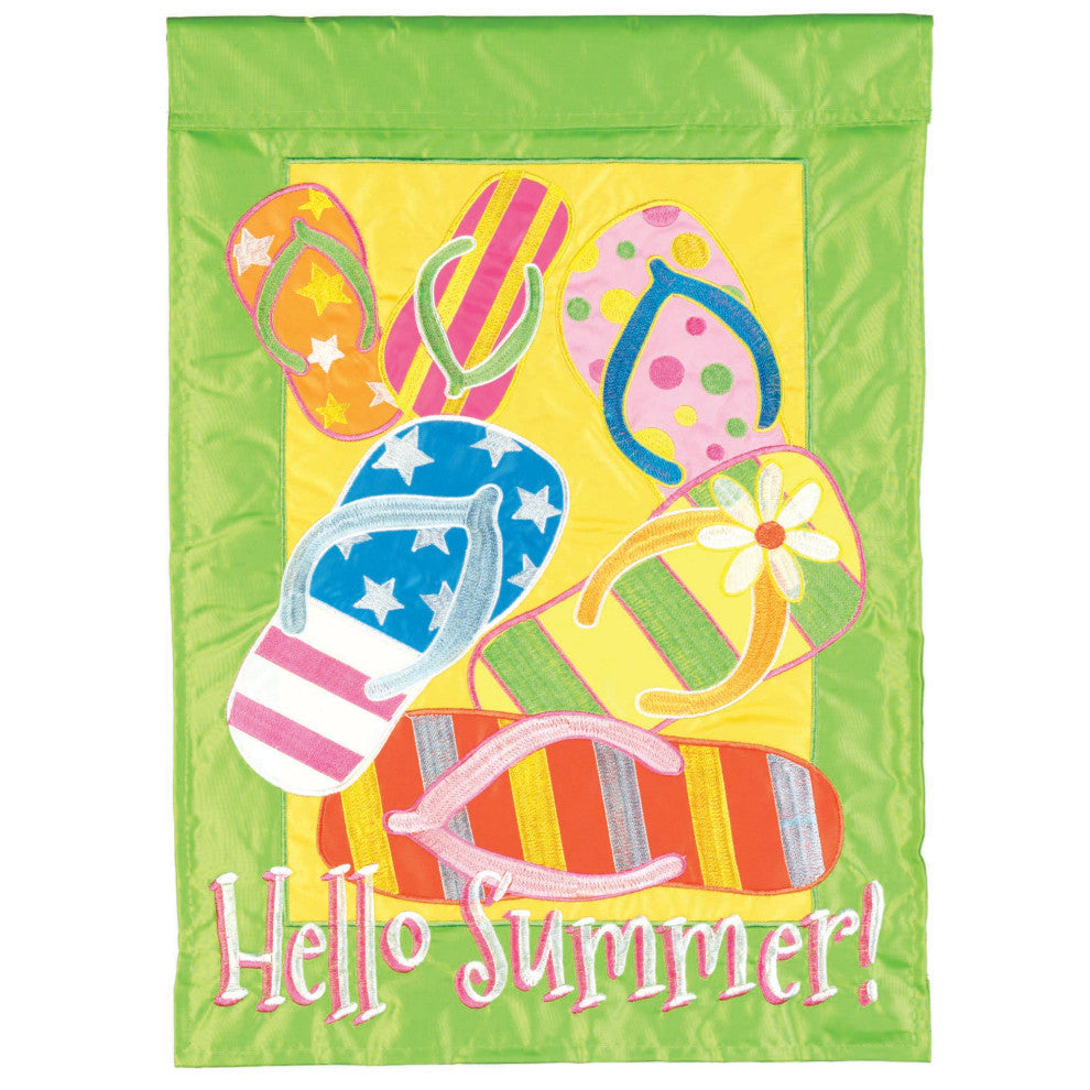 Flag Hello Summer Flip Flops 13x18