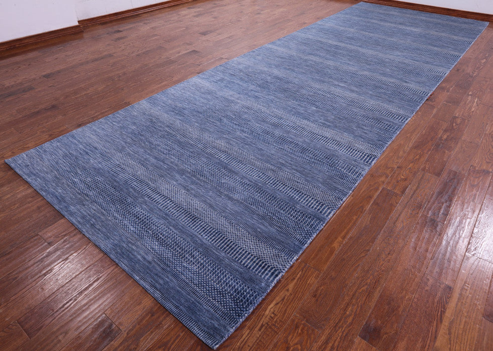 6' 2" X 18' 3" Savannah Grass Hand Knotted Wool and Silk Rug Q11986