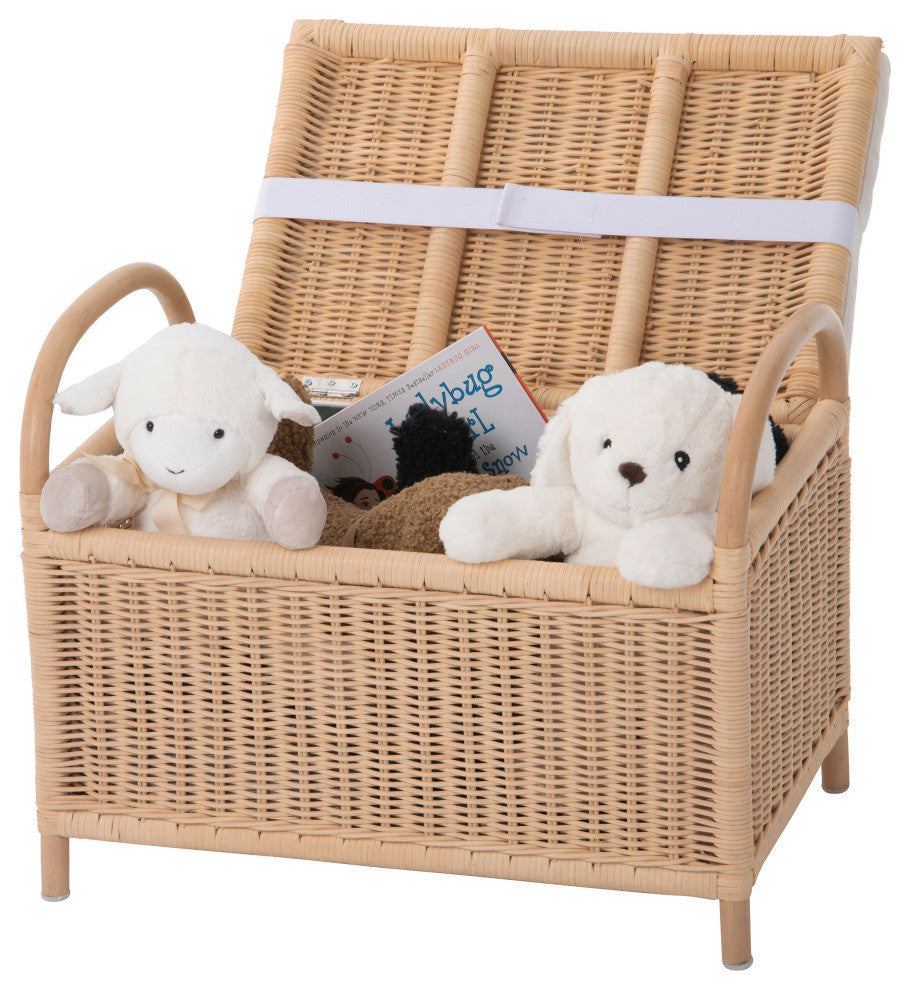 Kids Rattan Storage Trunk Bench -Seat Cushion