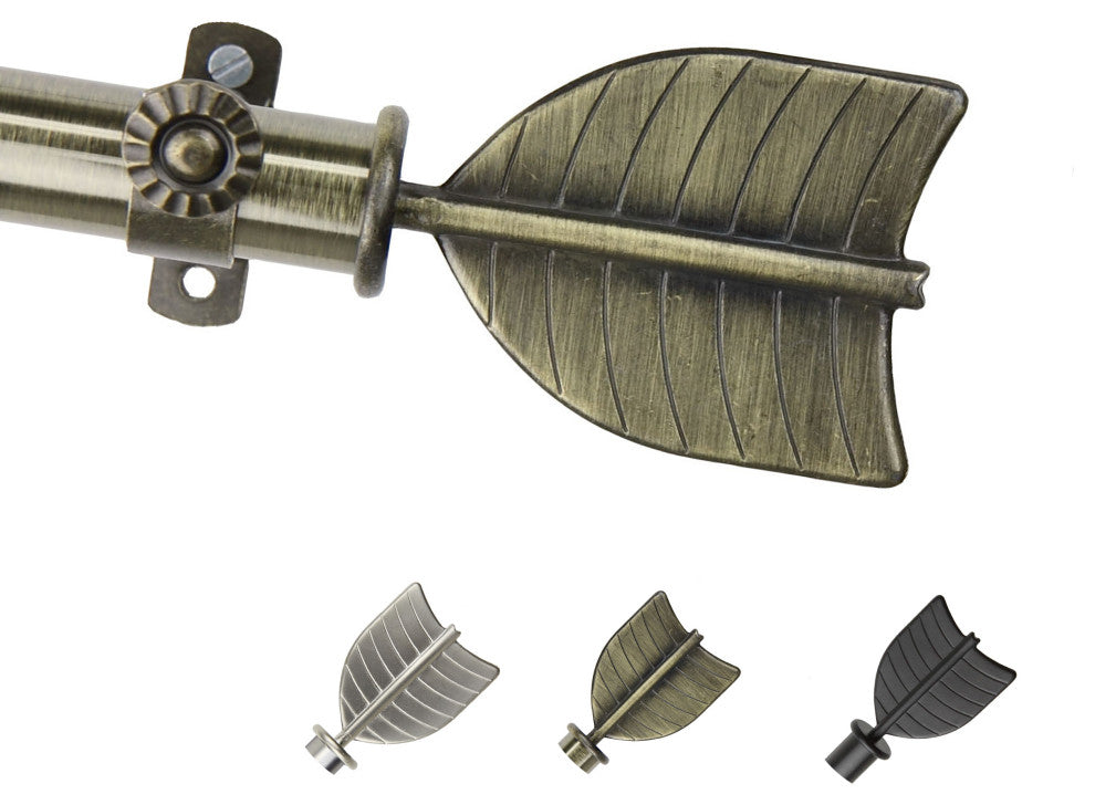 William 13/16" Diameter Curtain Rod, Antique Brass, 18-28"
