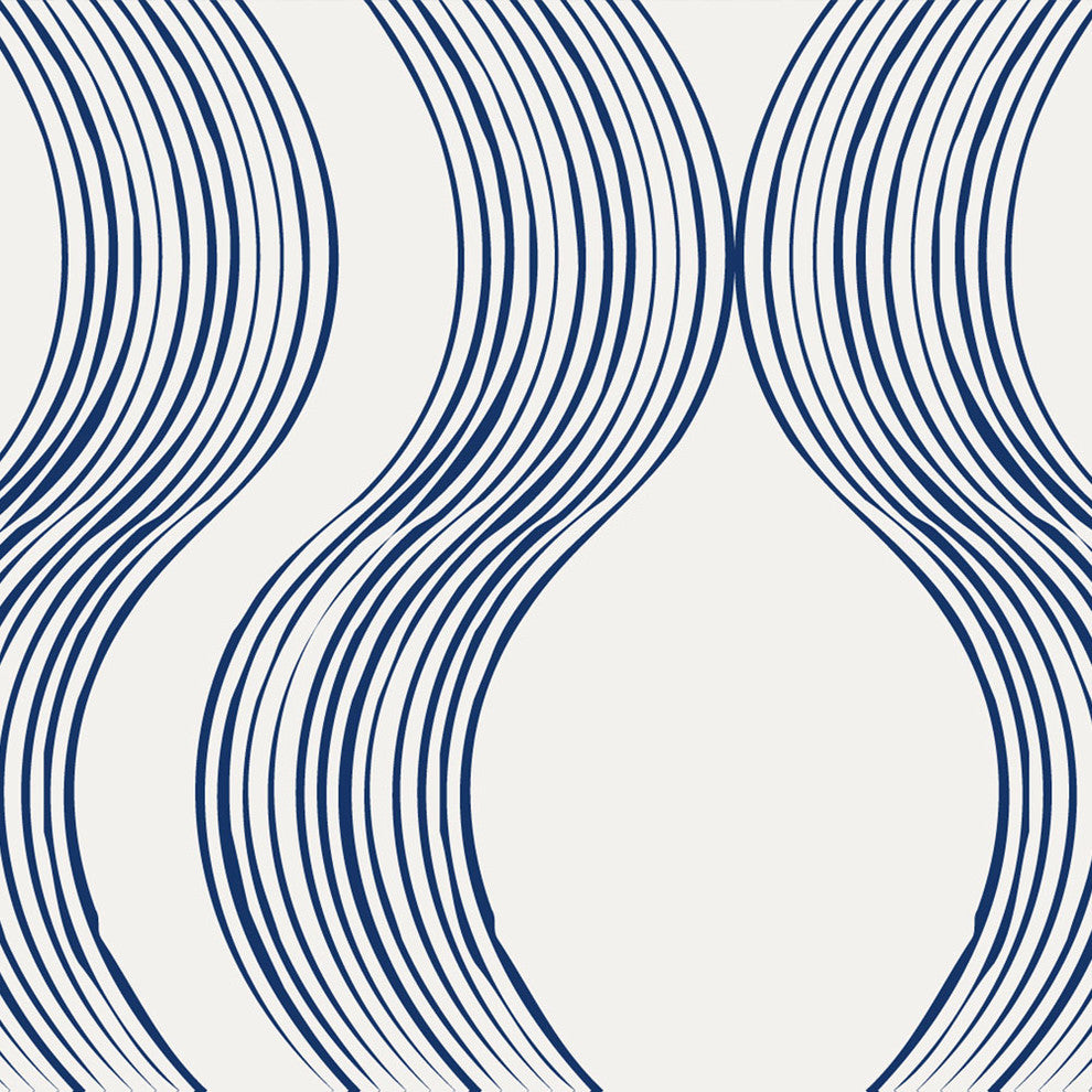 Wave Peel and Stick Vinyl Wallpaper, Navy, 24"x108"