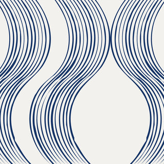 Wave Peel and Stick Vinyl Wallpaper, Navy, 24"x108"
