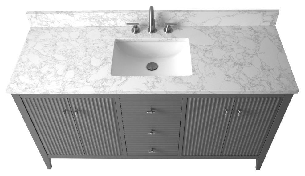 Vanity Art Freestanding Vanity, Cashmere Gray, 60", Single Sink, Brushed Nickel