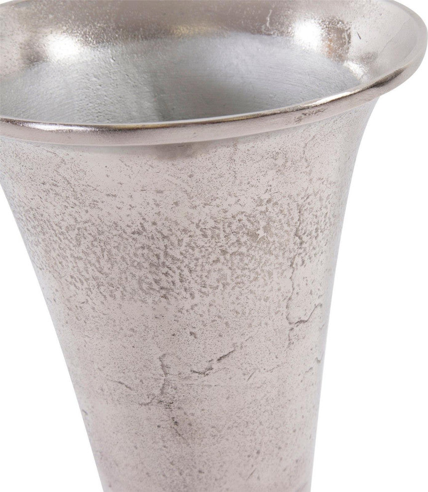 Eclectic Matte Silver Metal Vase