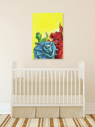 "Funny Dinosaurs" Painting Print on Canvas by Curtis