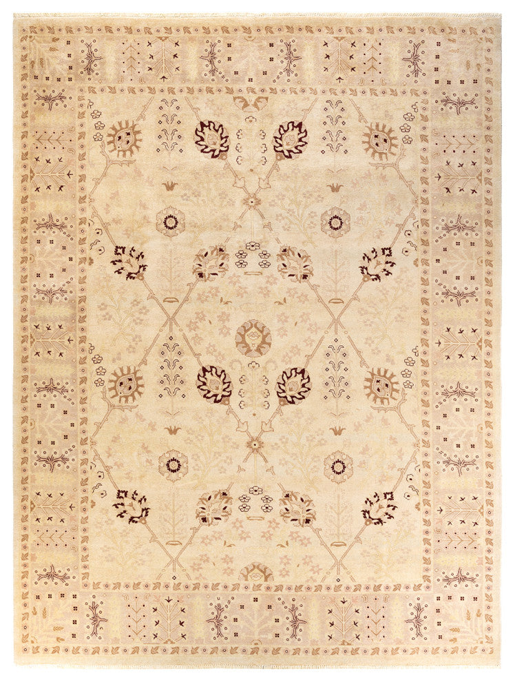 Eclectic, One-of-a-Kind Hand-Knotted Area Rug Ivory, 9' 0 x 11' 10