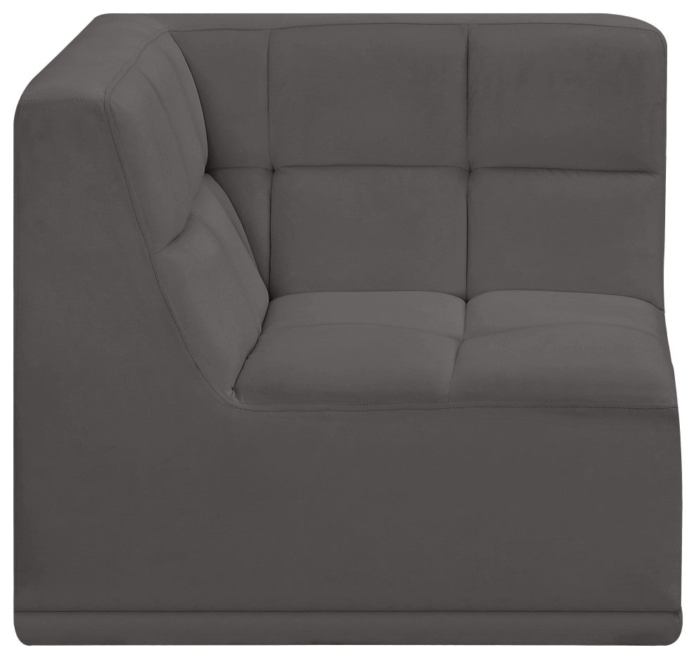 Relax Velvet Upholstered Corner Chair, Grey