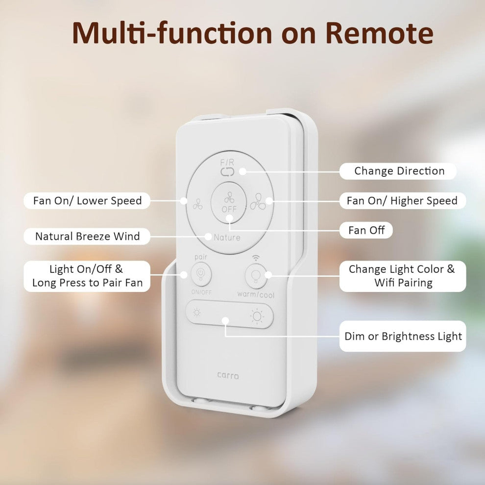 CARRO 52" Flush Mount Ceiling Fan with Dim Light and Remote 10 Speed, White/Gold