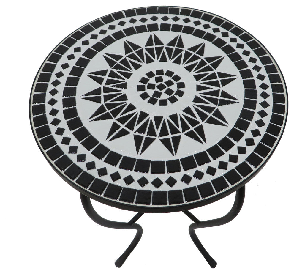 Mosaic Art Collection Accent Table, Black Lily, Single Table