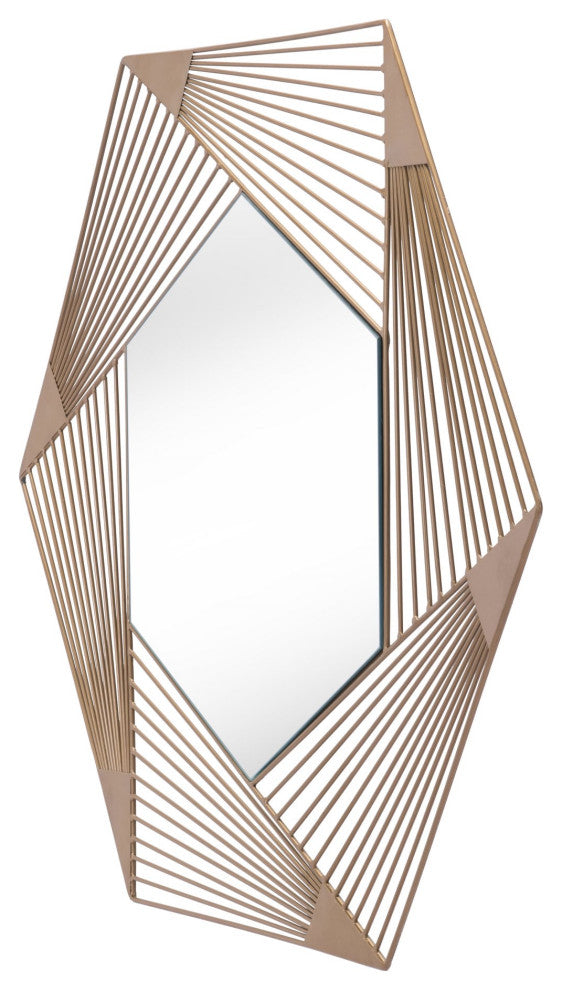 Frame Wall Mirror, Glass, Steel Metal, Gold, Bedroom Living