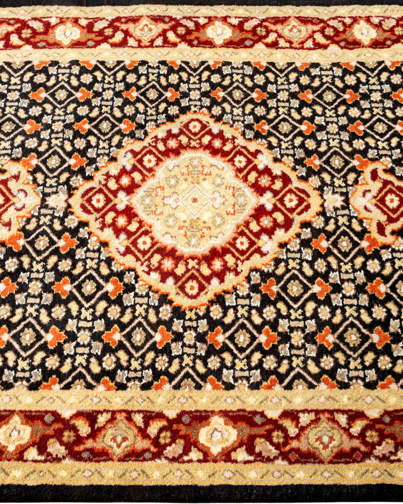 Mogul, One-of-a-Kind Hand-Knotted Area Rug Black, 2' 7" x 12' 2"