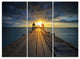 "Illuminated Wooden Bridge in Sunlight" Metal Wall Art, 3 Panels, 36"x28"