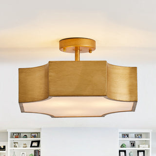3-Light Modern Gold Semi-Flush Mount Lighting