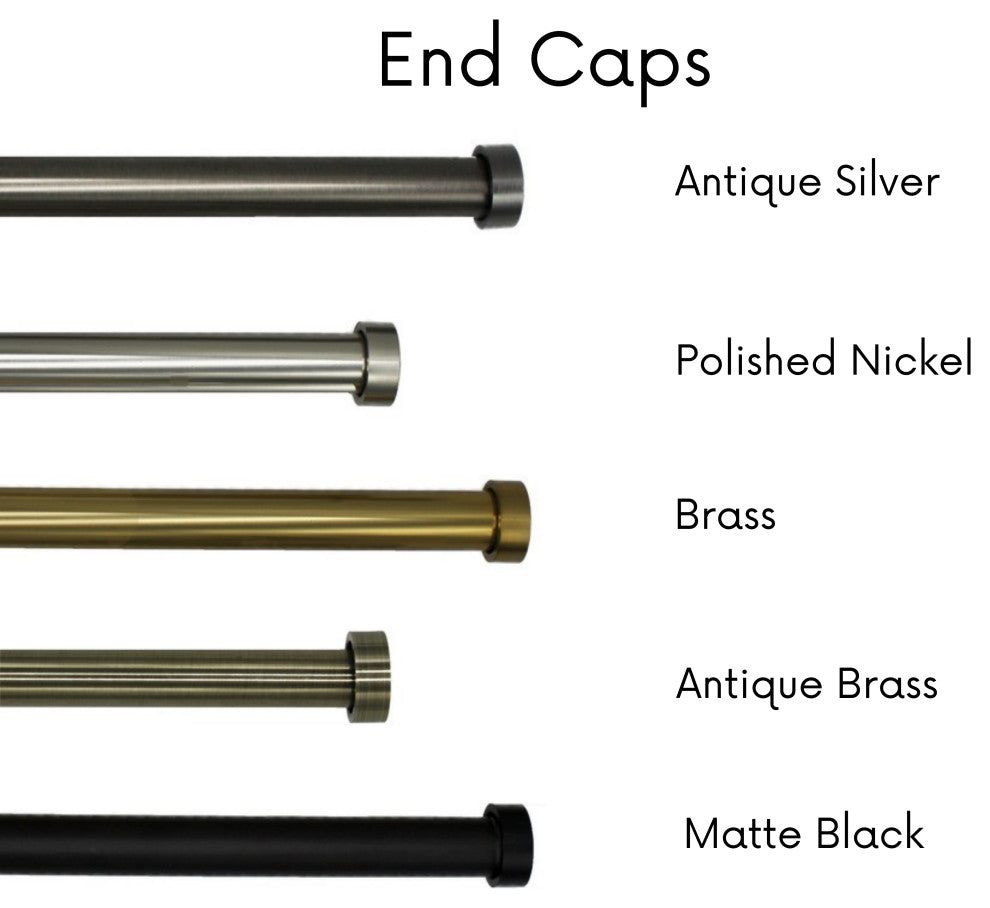 Linen Avenue End Cap Single Curtain Rod Set,48 to 86-Inch,Matte Black