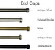 Linen Avenue End Cap Single Curtain Rod Set,48 to 86-Inch,Matte Black