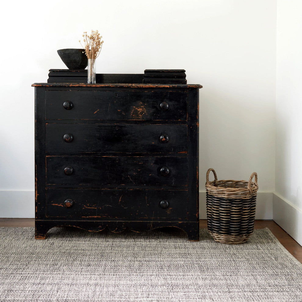 Dash & Albert Marled Black Handwoven Cotton Rug, Black, 4' x 6'