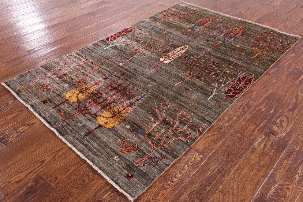 Persian Gabbeh Tribal Hand-Knotted Wool Rug 3' 10" X 6' 1" Q5274