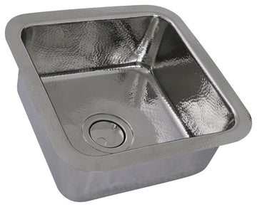 Nantucket Sinks 16.625" Hammered Brass Square Bar Sink, Stainless Steel
