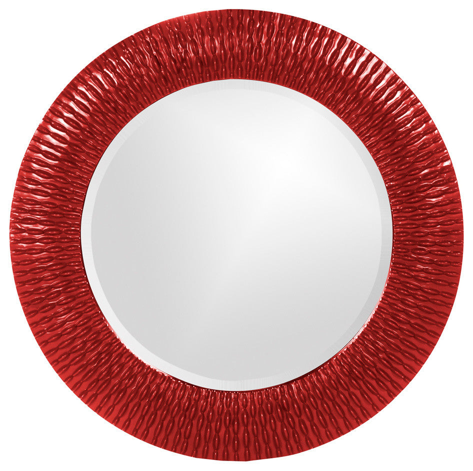 Bergman Glossy Round Mirror, Red