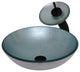 Argento Round Silver Foiled Glass Vessel Bath Sink Combo with Faucet and Drain, Matte Black