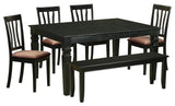 6-Piece Dining Room Set Table and 4 Chairs and Together With Bench