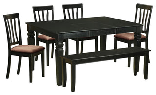6-Piece Dining Room Set Table and 4 Chairs and Together With Bench