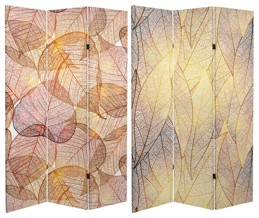 6' Tall Double Sided Ethereal Leaves Canvas Room Divider