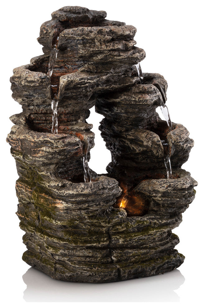 Alpine Stone Look Oval Shaped Fountain, 14" Tall