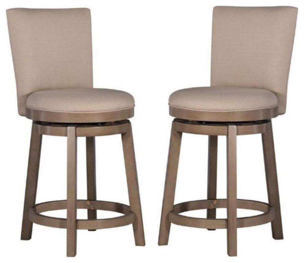 Home Square 26.25" Wood Counter Stool in Brown Finish - Set of 2