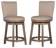 Home Square 26.25" Wood Counter Stool in Brown Finish - Set of 2