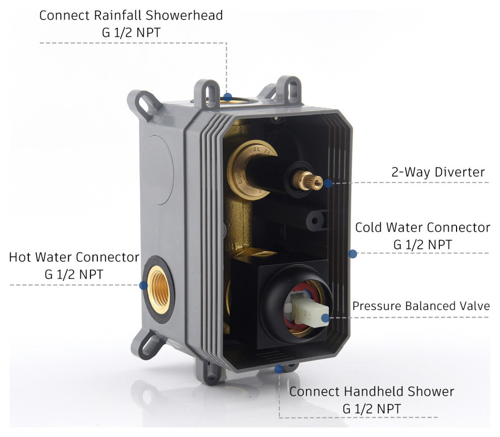 CASAINC 10" Wall Mounted 3 Spray Handheld Rainfall Luxury Shower System Set, Matte Black