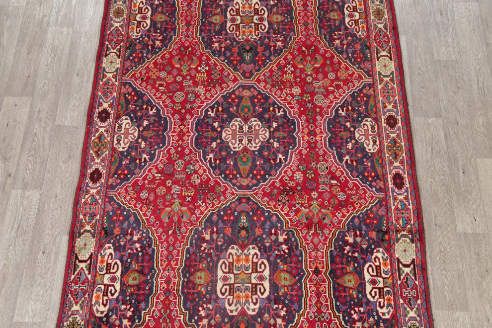 Consigned, Oriental Hand-Knotted Vintage Traditional Persian Area Rug, Red, 6x9